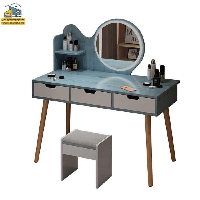 میز آرایش با آینه گرد و پایه مخروطی کد DMP12